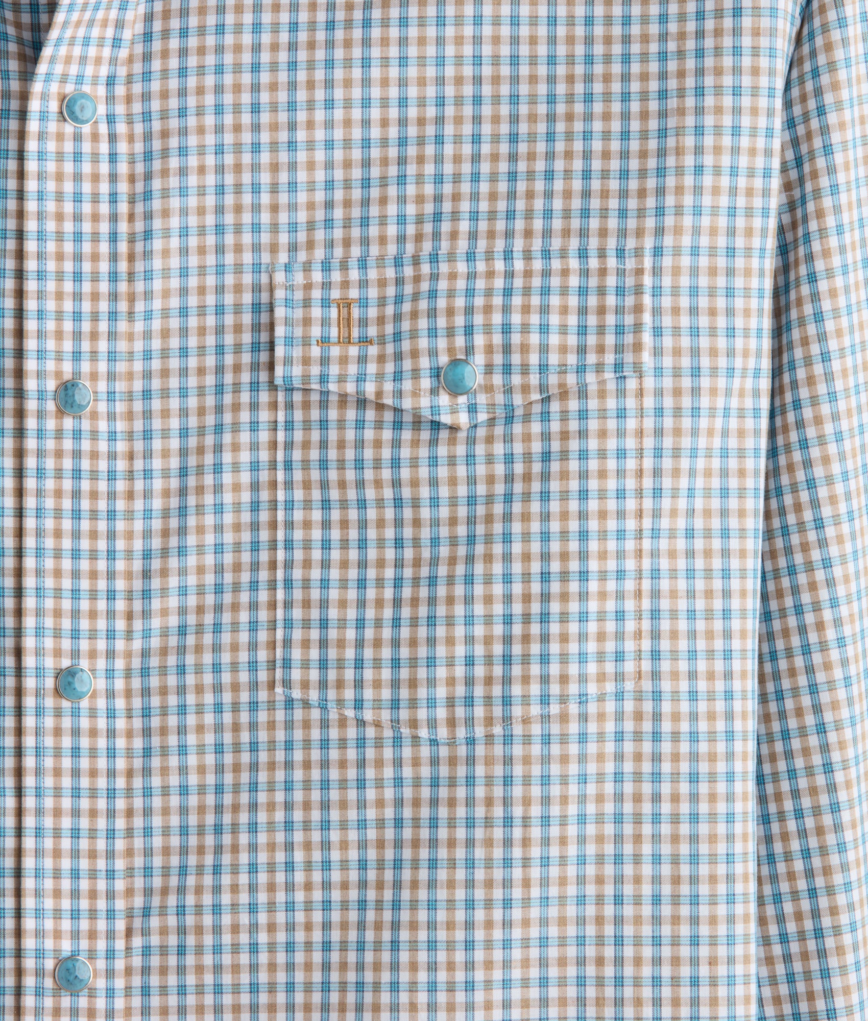 El Paso Tailored Fit :: Tan And Turquoise Check