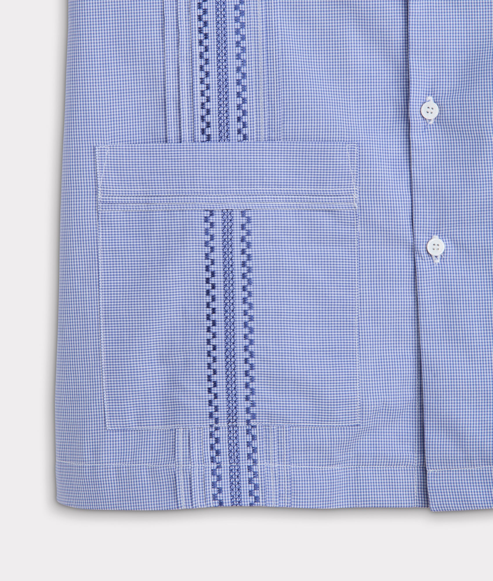 Guayabera Shirt :: Light Blue And White Gingham