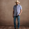 Guayabera Shirt :: Light Blue And White Gingham
