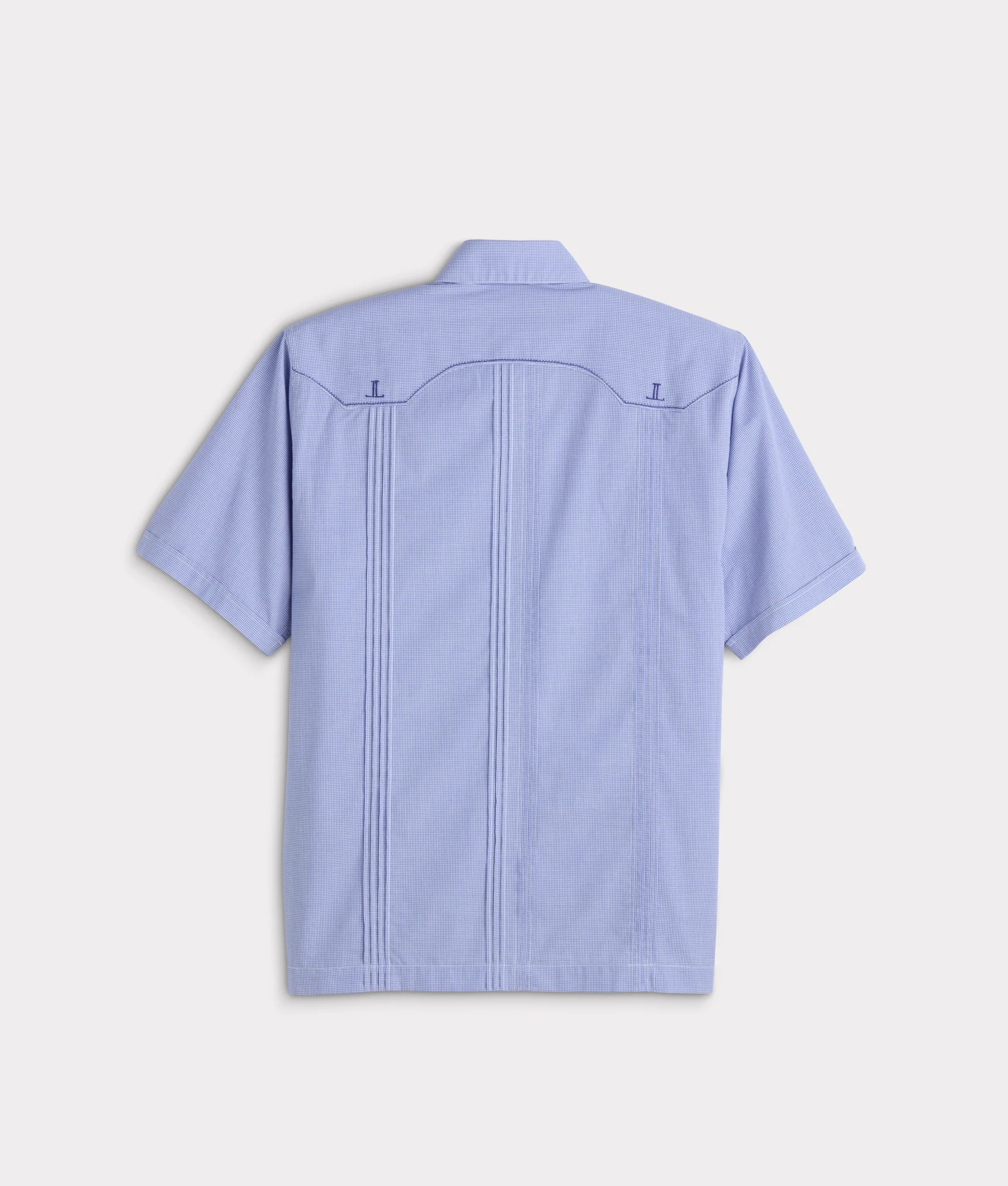 Guayabera Shirt :: Light Blue And White Gingham