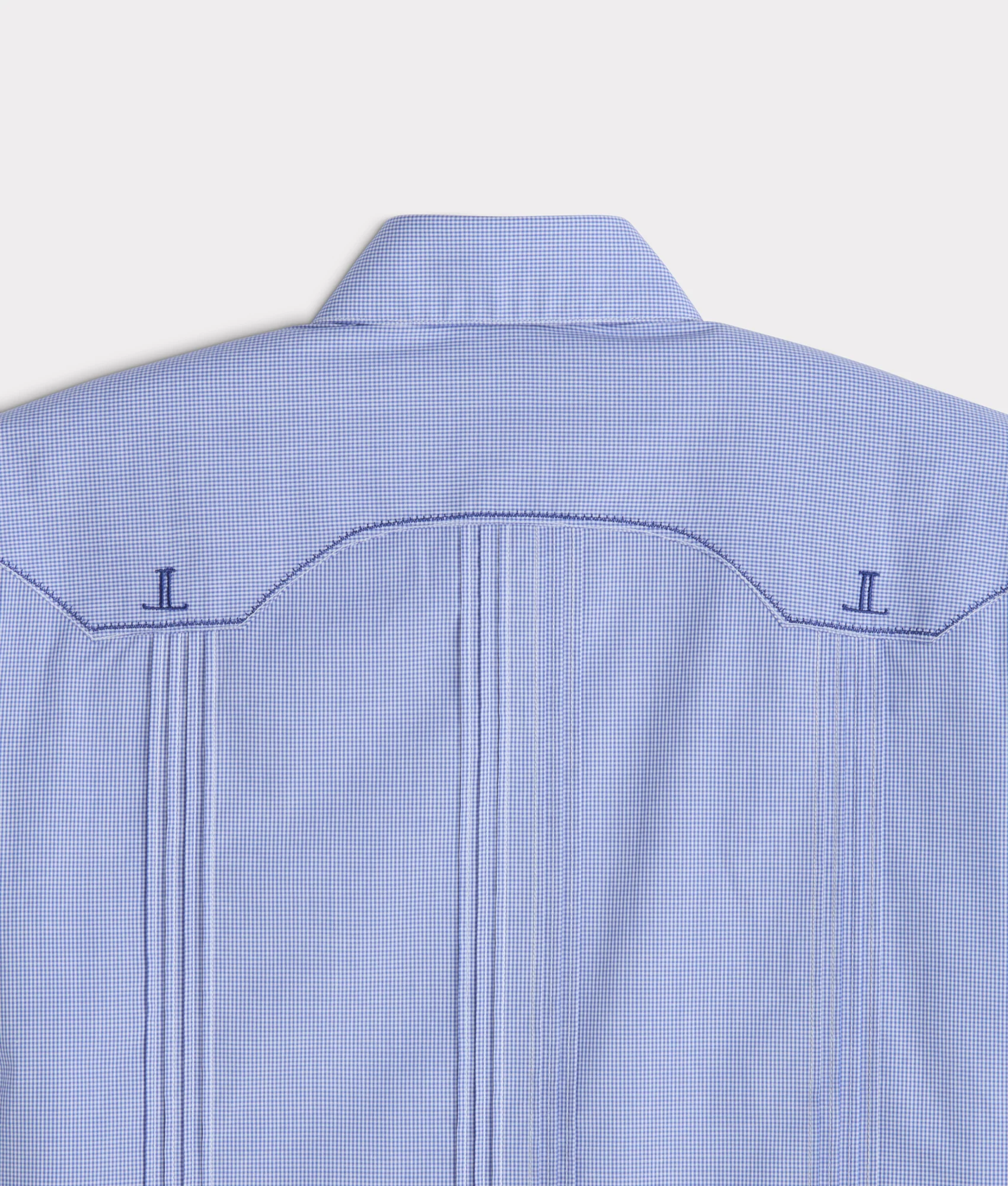 Guayabera Shirt :: Light Blue And White Gingham