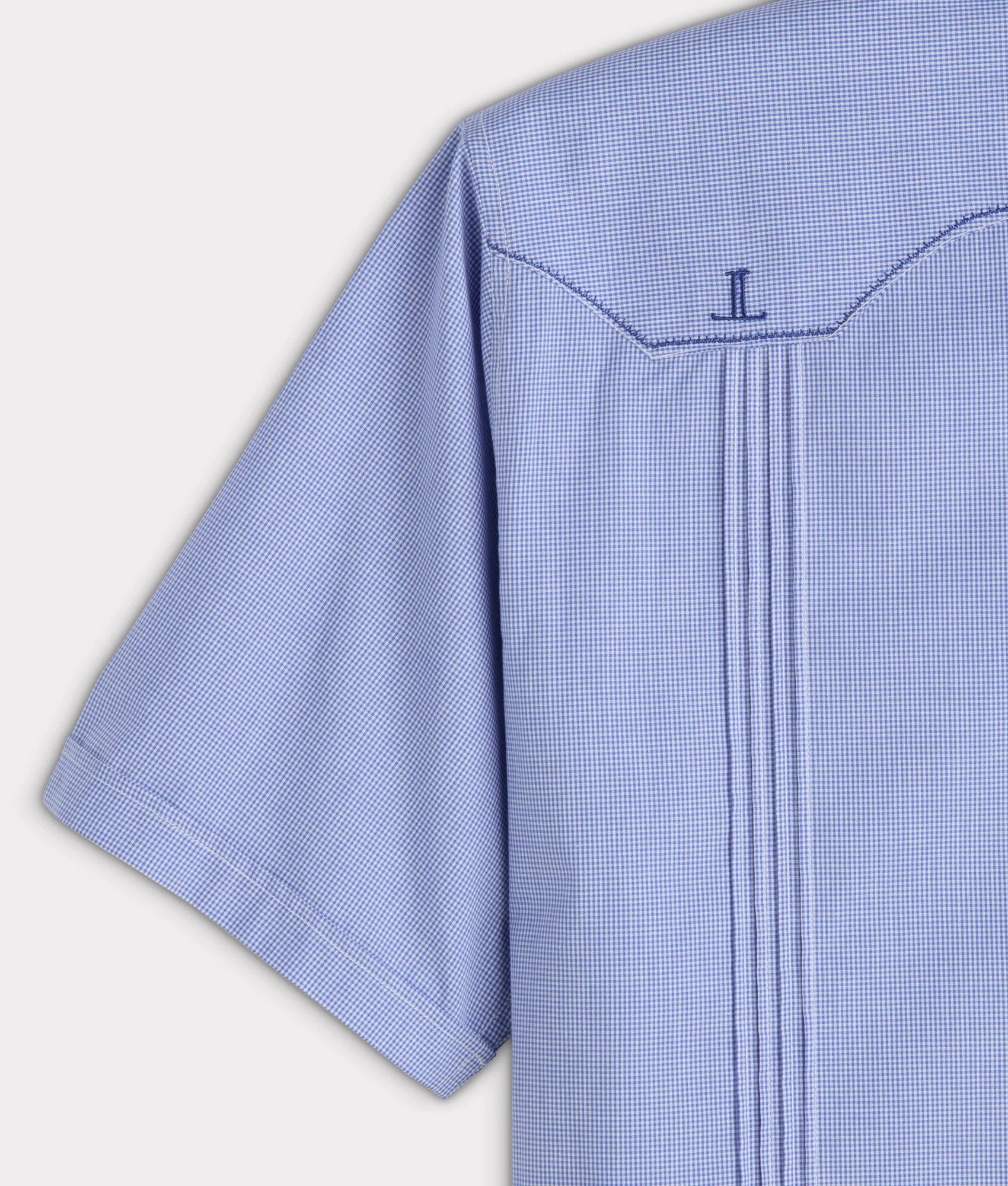 Guayabera Shirt :: Light Blue And White Gingham