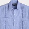 Guayabera Shirt :: Light Blue And White Gingham