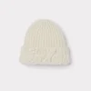 Script Knitted Beanie :: Cream