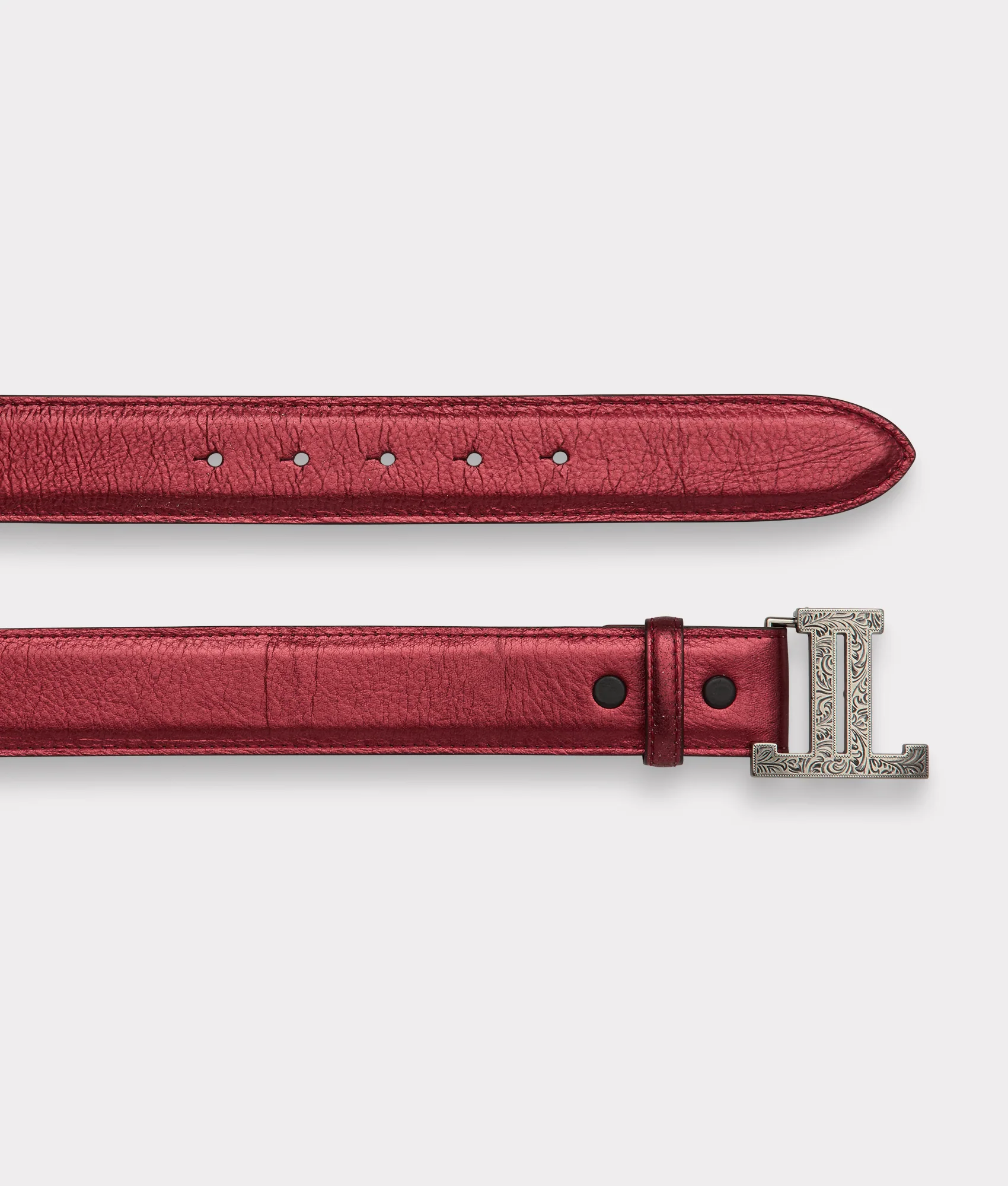Women's Mirrored L Belt :: Wine