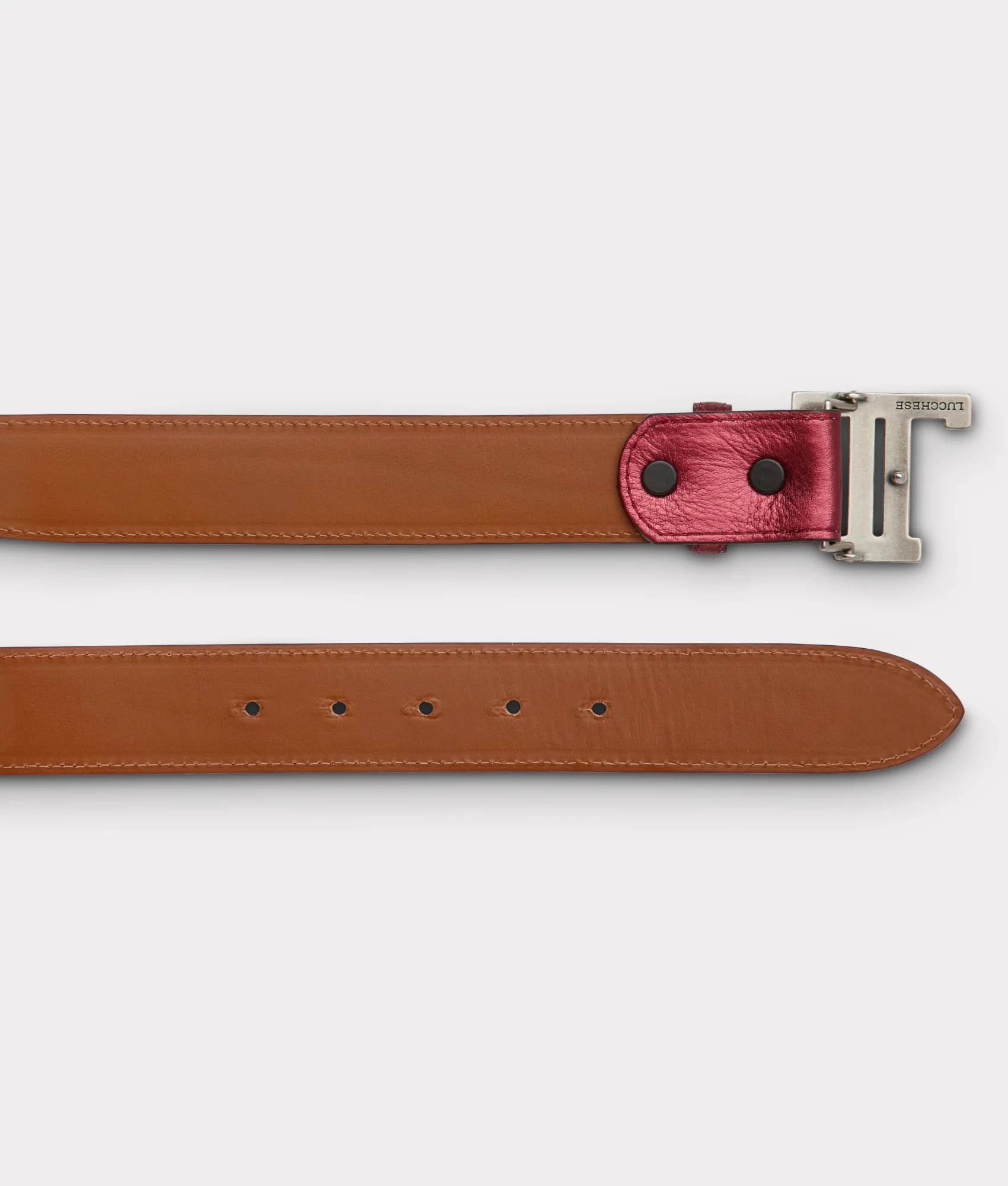 Women's Mirrored L Belt :: Wine