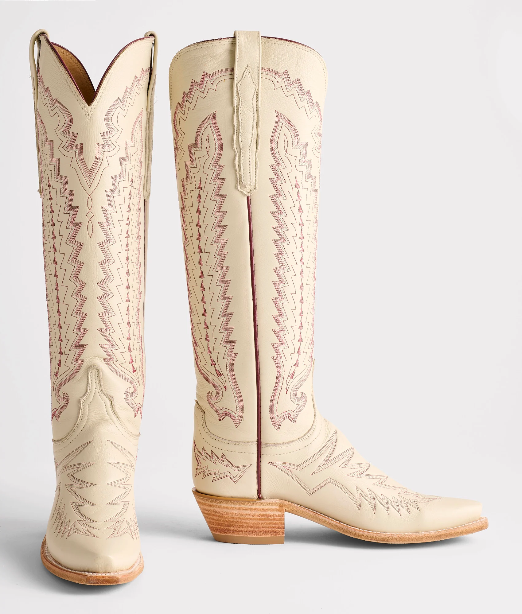 Priscilla :: Glitz Cream W/ Maroon Stitching