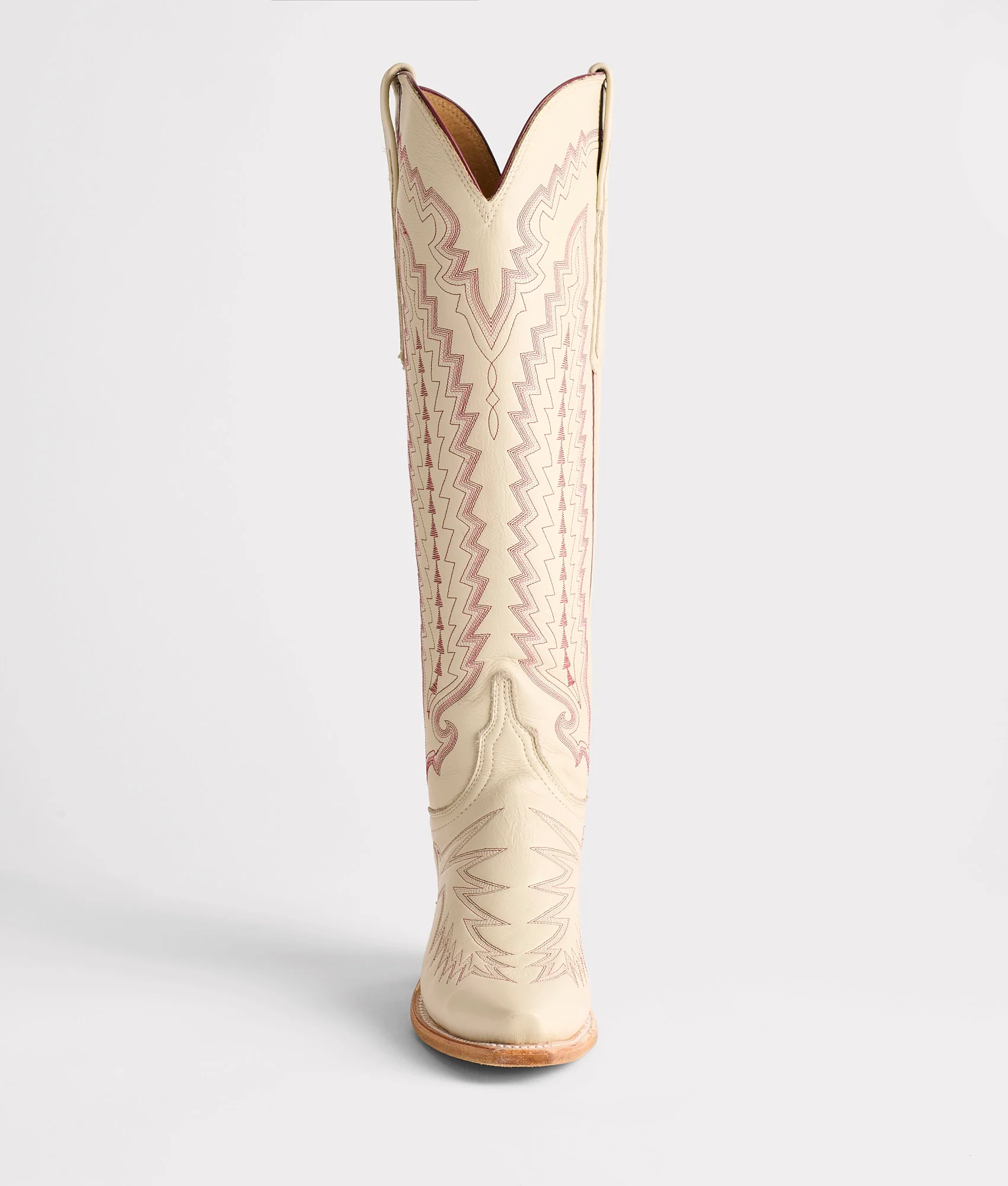 Priscilla :: Glitz Cream W/ Maroon Stitching