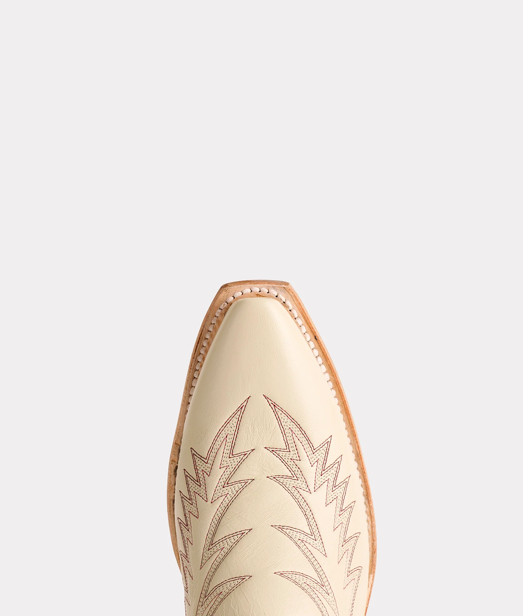 Priscilla :: Glitz Cream W/ Maroon Stitching