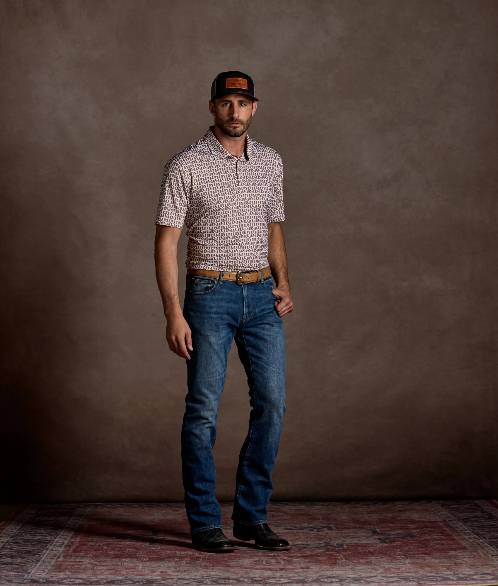 Lucchese Golf Polo :: Barnwood