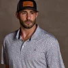 Lucchese Golf Polo :: Brown And Blue Floral