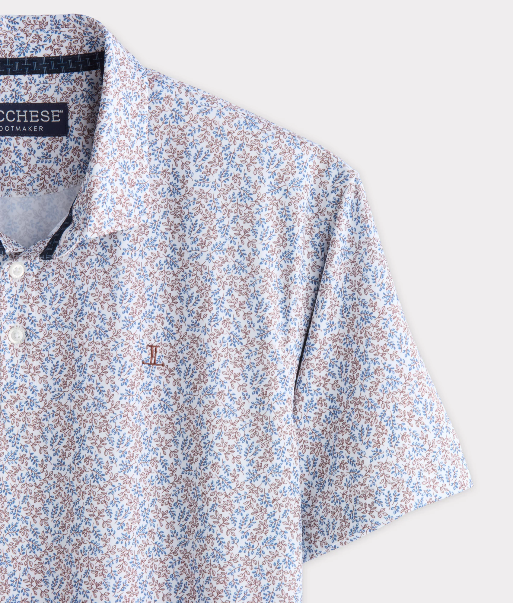 Lucchese Golf Polo :: Brown And Blue Floral