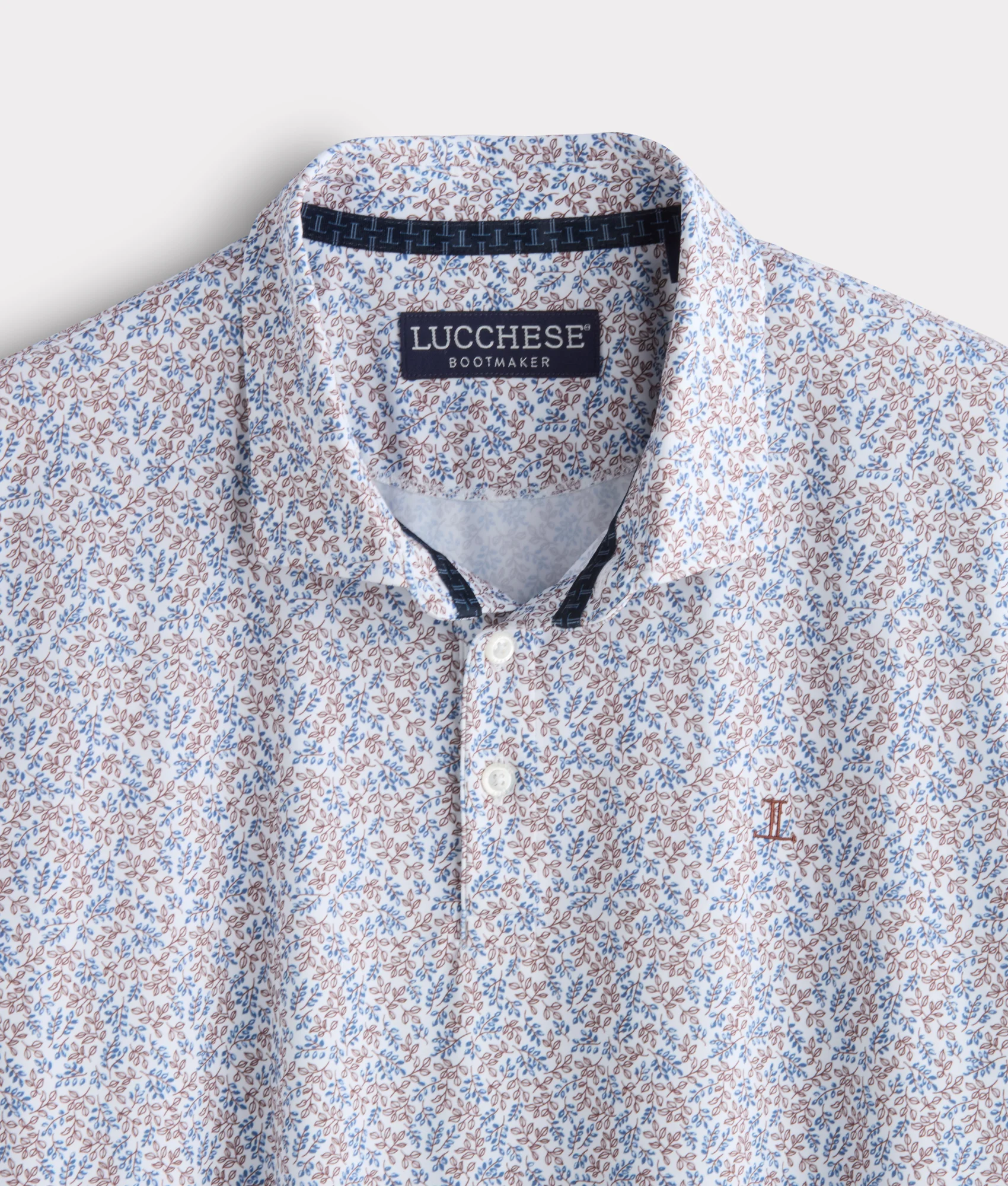 Lucchese Golf Polo :: Brown And Blue Floral