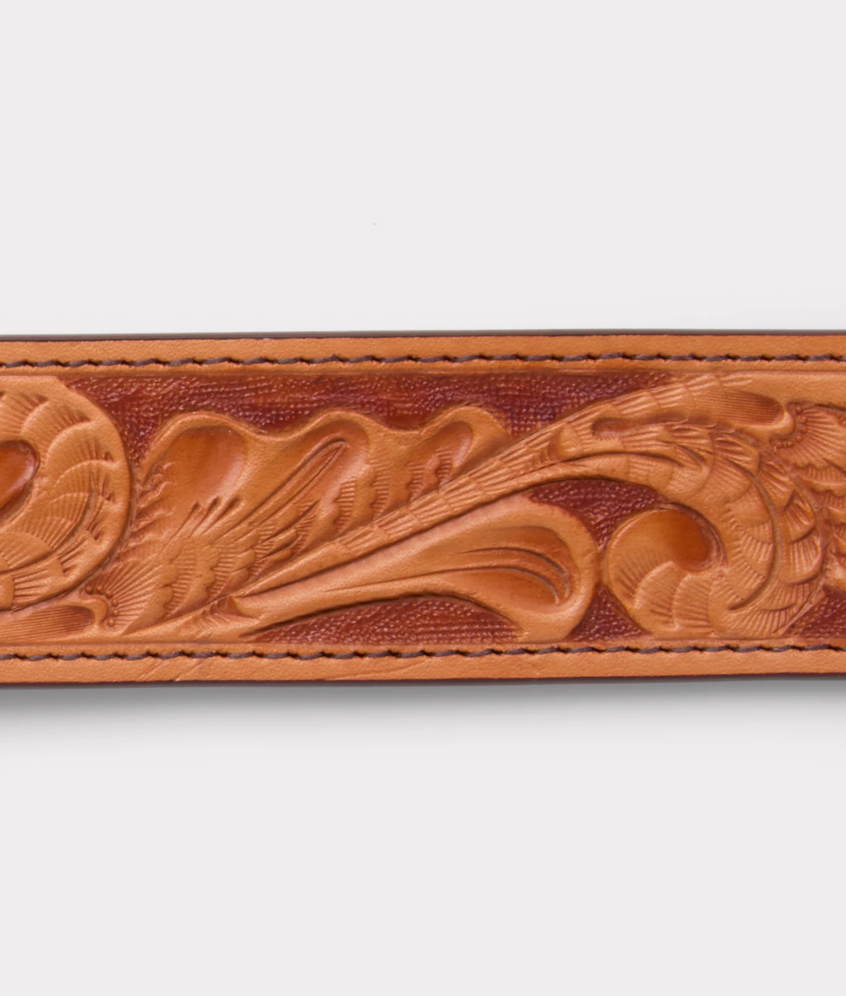 Men's Tooled Belt :: Cognac