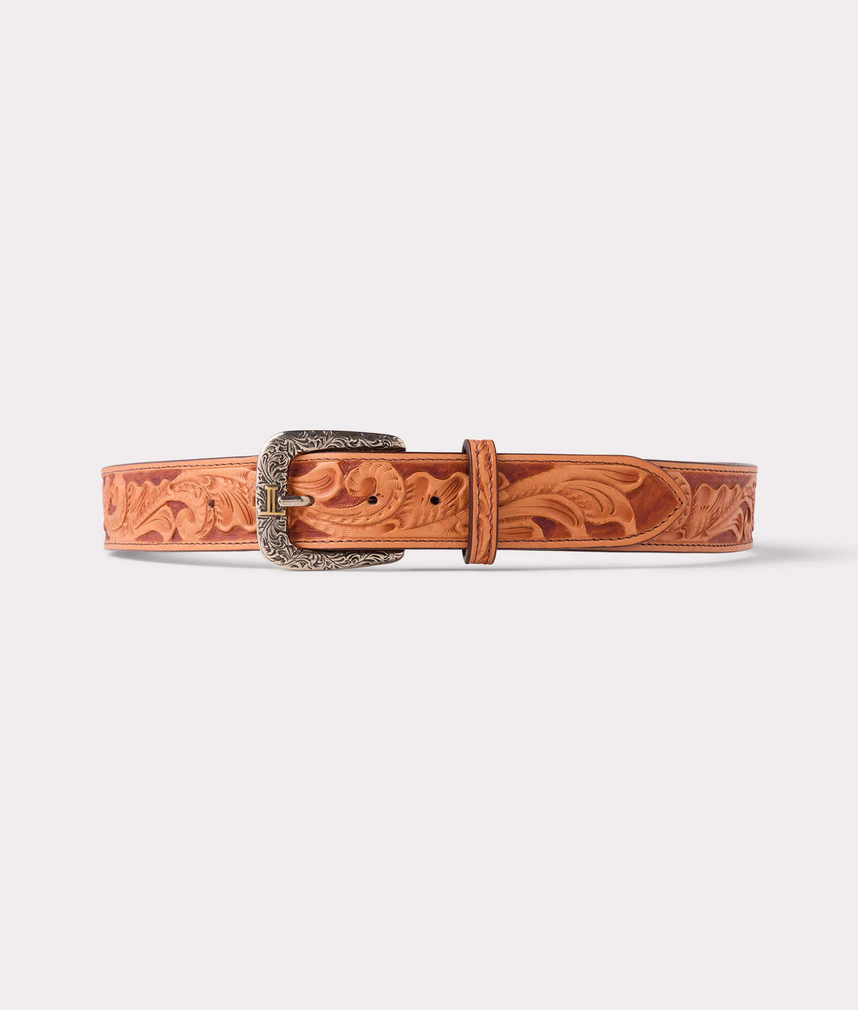 Men's Tooled Belt :: Cognac