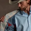 Lucchese Sport Coat :: Blue And Tan Plaid