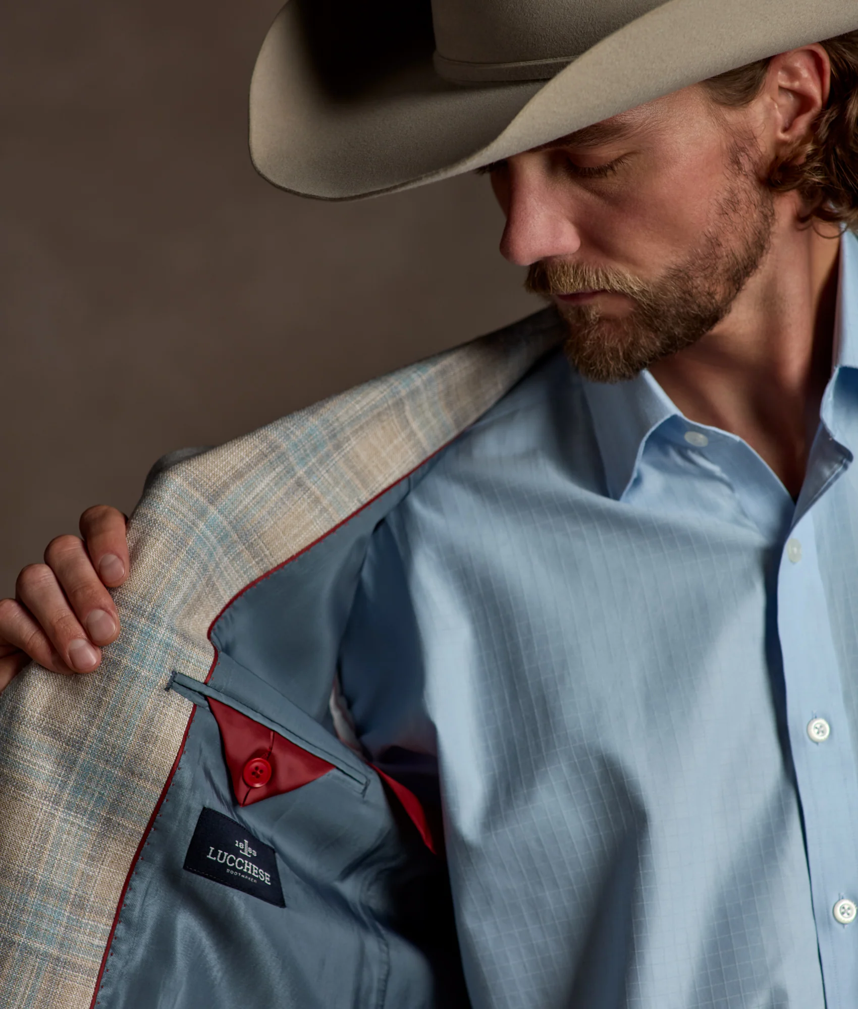 Lucchese Sport Coat :: Blue And Tan Plaid
