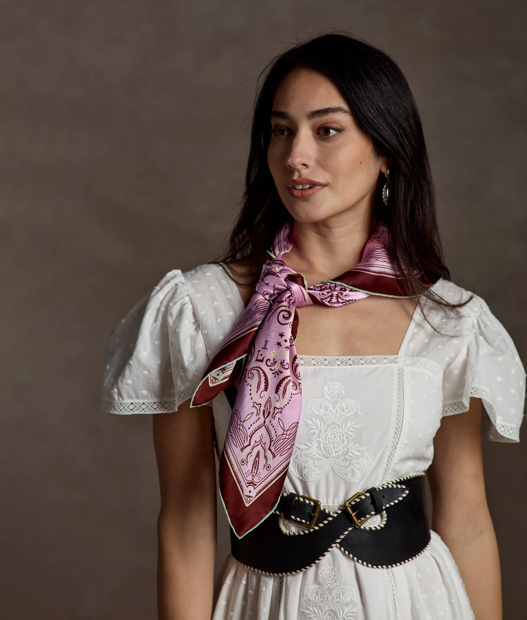 Mirrored L Silk Scarf :: Pink