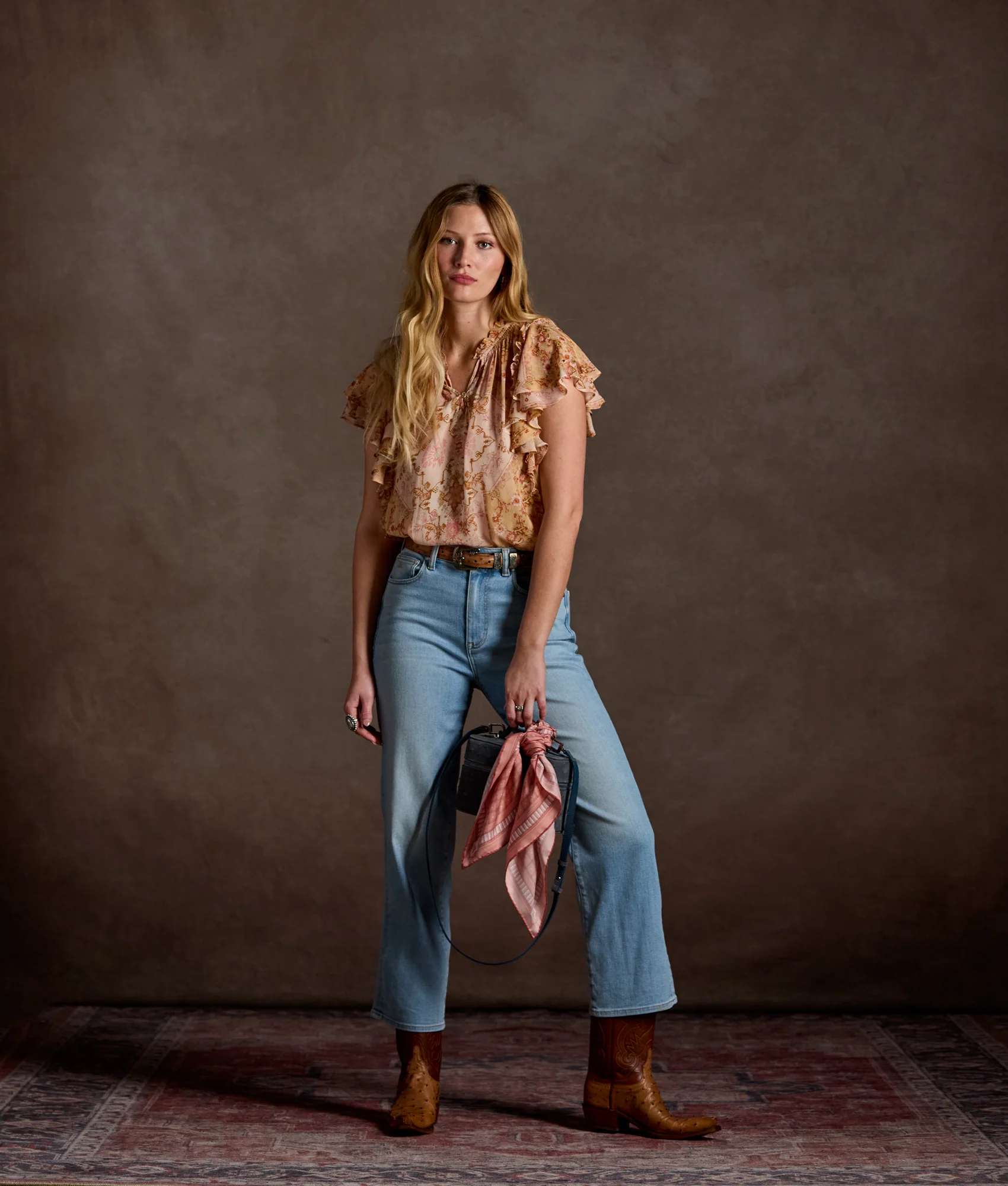 Mesa Grid Silk Scarf :: Coral