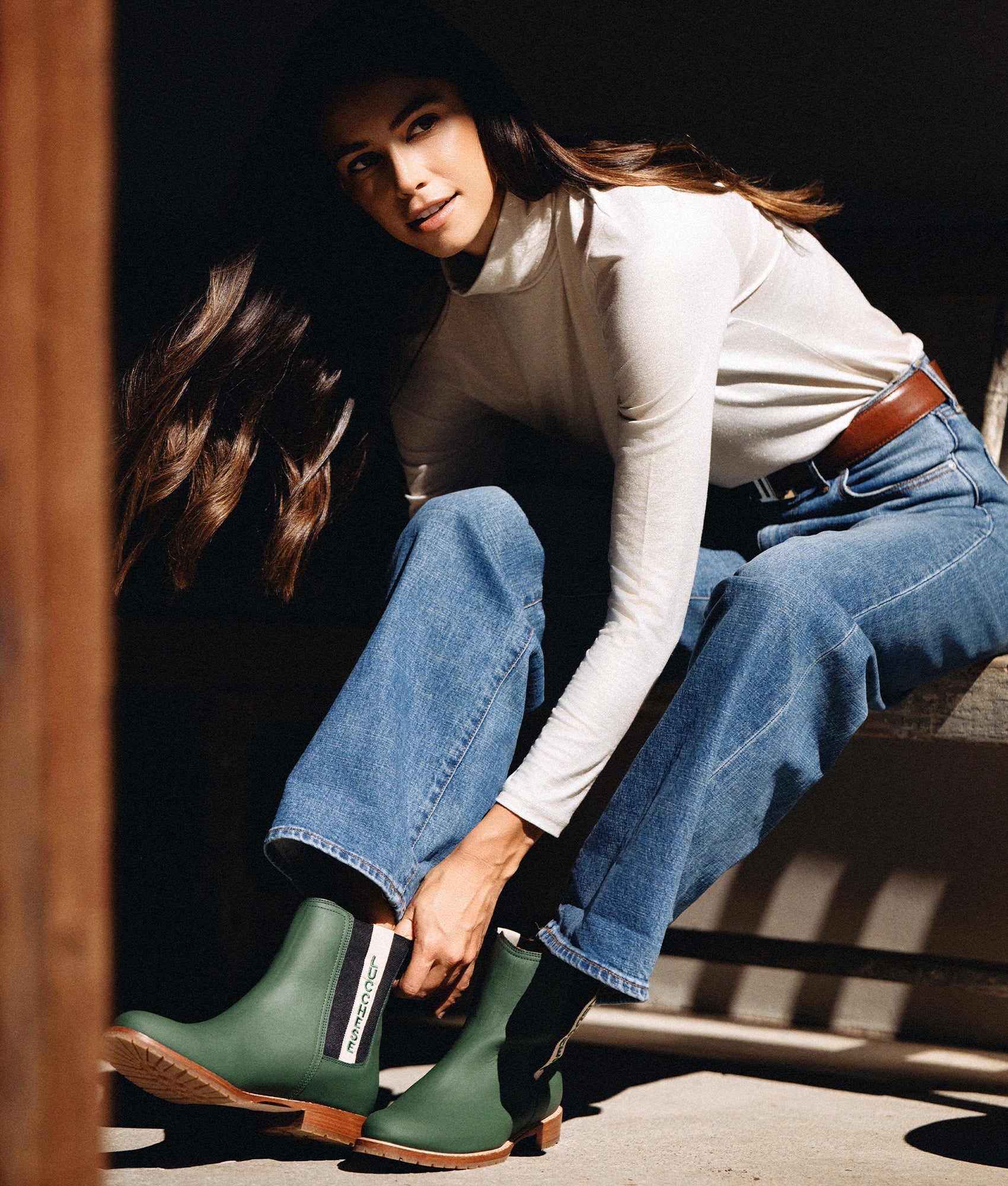 All-Weather Ladies Garden Boot :: Military Green + Black
